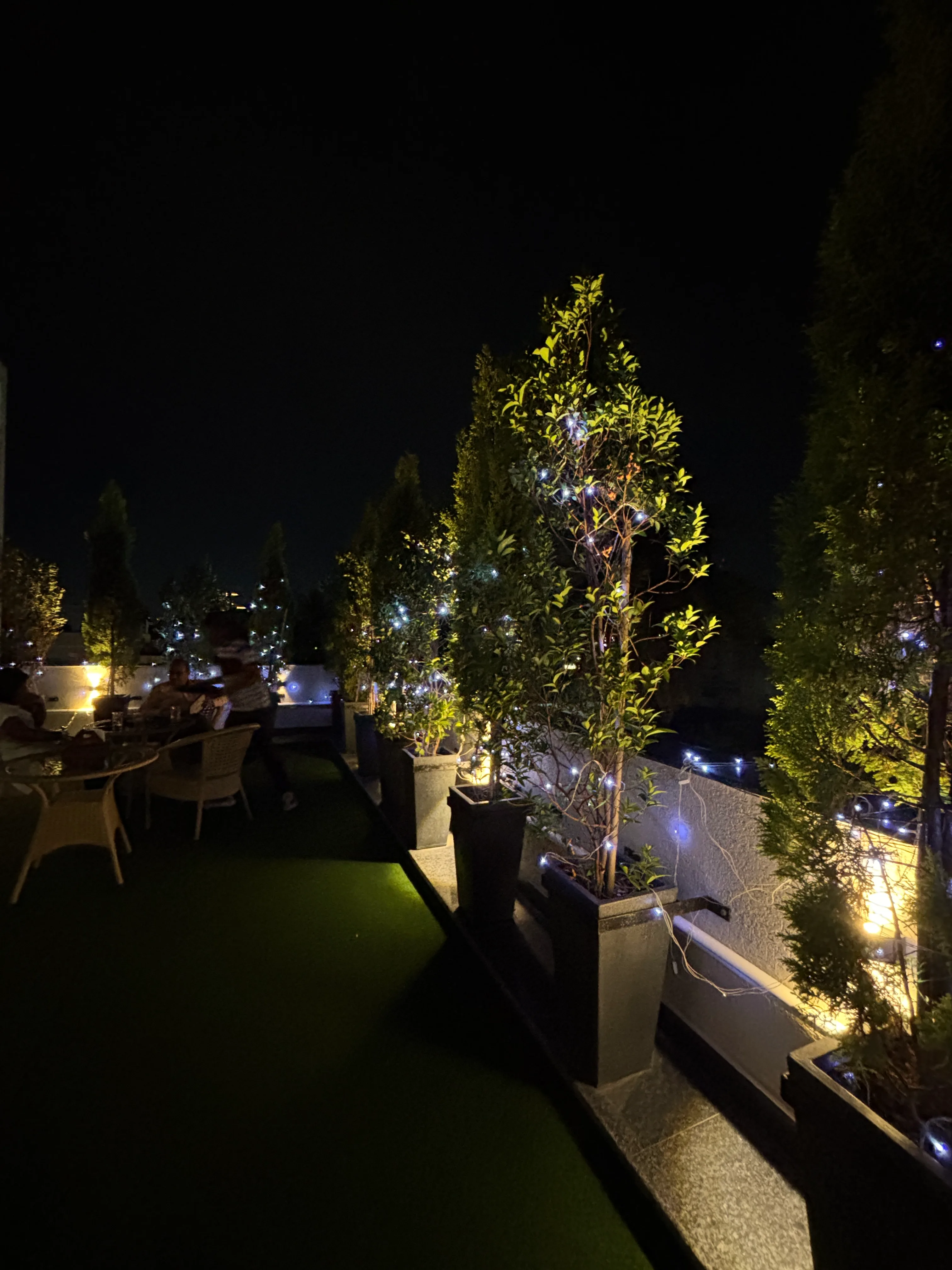 Garden-lit rooftop seating at ARK Hotels Ranchi